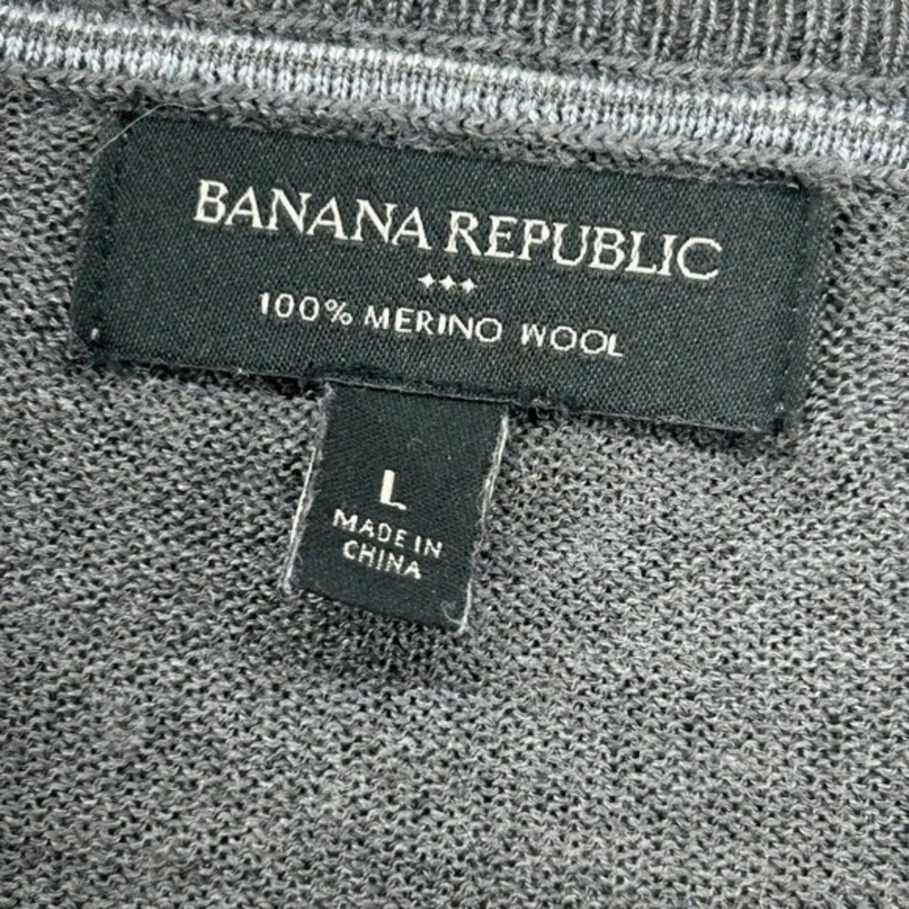 Banana Republic Sweater Men Size Large Gray 100% Merino‎ Wool Winter